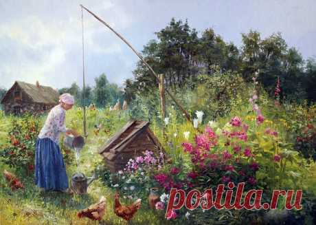 луг.околица.домишко. худ.Василий Жданов.