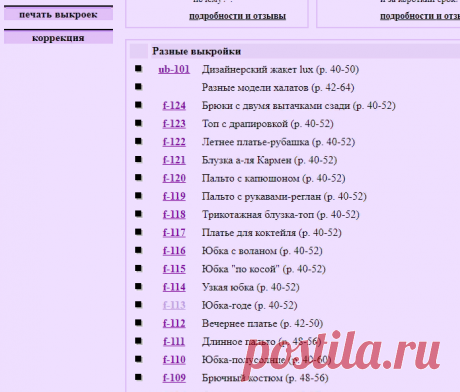Выкройки на Осинке. Список бесплатных выкроек.