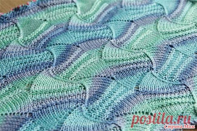 Узор прибой Очень мне понравился такой узор. Схема приведена для вязания по кругу, т. е. если туда-обратно вязать, нужно делать накиды и 2 вместе и по изнанке.