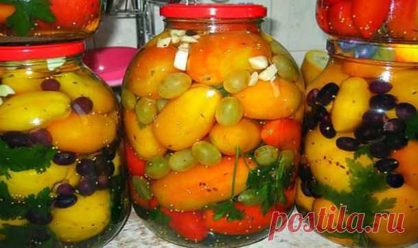 ПОМИДОРЫ С ВИНОГРАДОМ – ОТЛИЧНАЯ ЗИМНЯЯ ЗАКУСКА ВКУСНЯТИНА НЕРЕАЛЬНАЯ! — Копилочка полезных советов