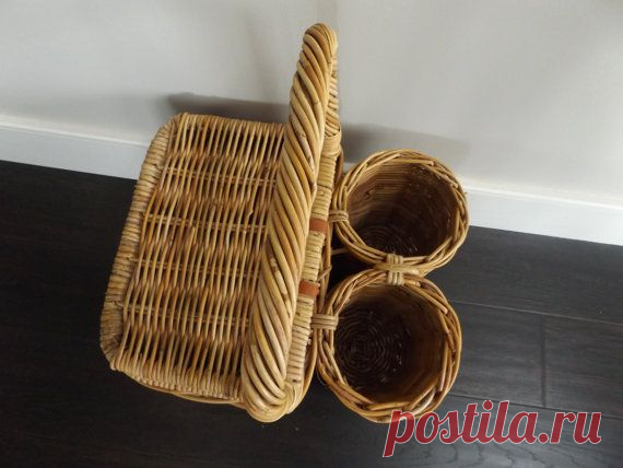 Урожай Плетеная Корзина для пикника / Ратан Корзина / Вино по Dutchiez