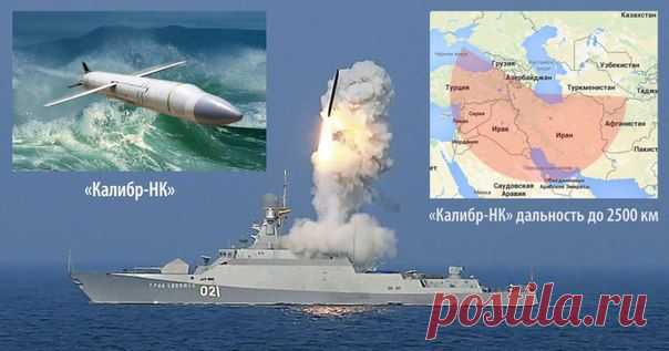 Реальная зона покрытия крылатыми ракетами "Калибр-НК"