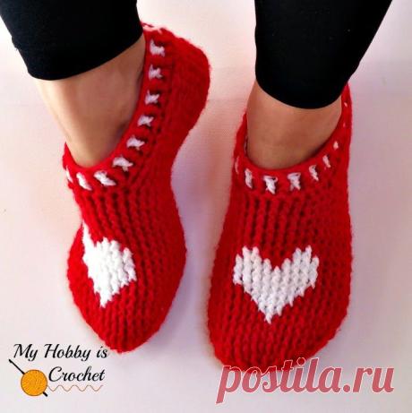 My Hobby Is Crochet: Heart &amp; Sole Slippers| Women size | Free Crochet Pattern | Written Instructions and Graph| My Hobby is Crochet

следочки