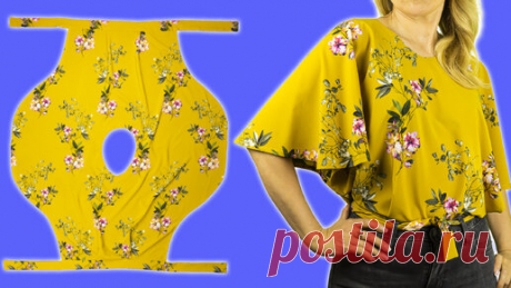 В 70-х эта блузка была модной! Шили без выкройки. Отличный вариант на лето. | Коллекция рукоделия | Дзен