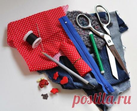 Как сделать пенал из старых джинсов в технике пэчворк