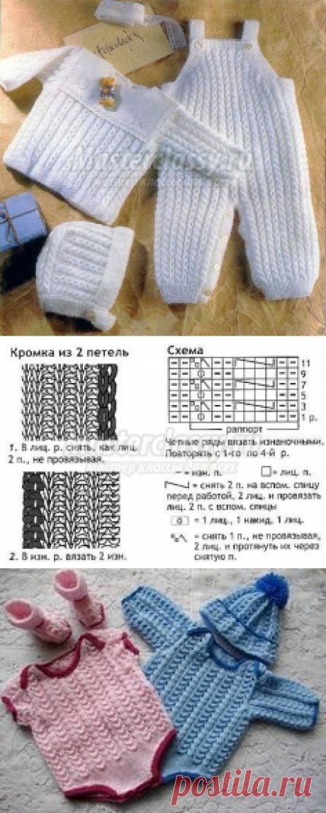 Вязаные детские костюмчики для новорожденных со схемами и описанием