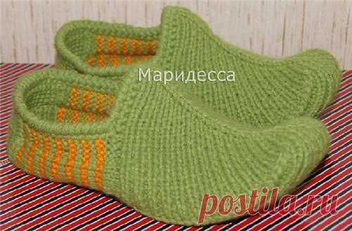 ТАПОЧКИ САБО ВЯЗАНЫЕ СПИЦАМИ