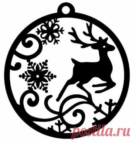 Вытынанки на окна Новогодний олень