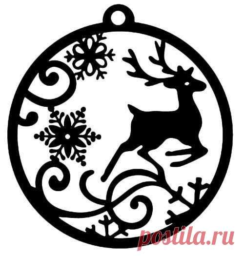 Вытынанки на окна Новогодний олень