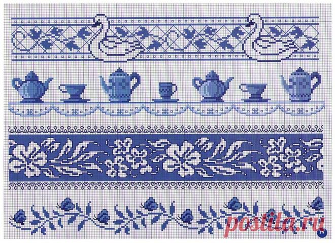 БОРДЮРЫ С ЧАШКАМИ И ЧАЙНИКАМИ