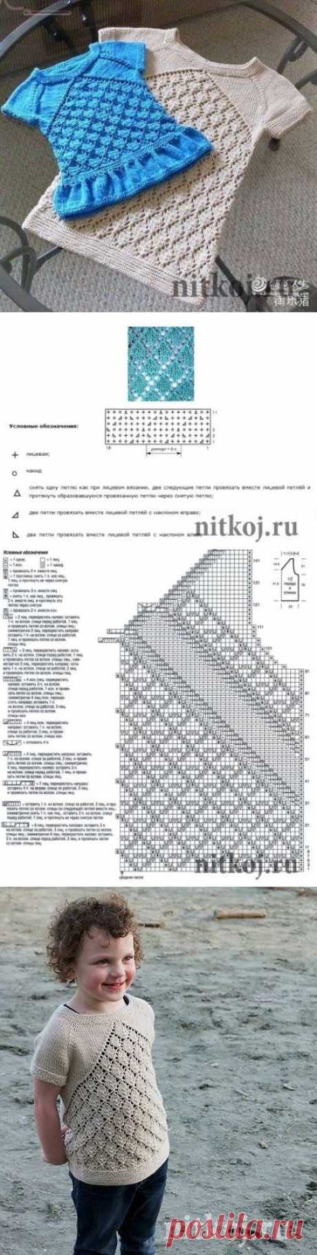 Кофточка с ажурными ромбами » Ниткой - вязаные вещи для вашего дома, вязание крючком, вязание спицами, схемы вязания