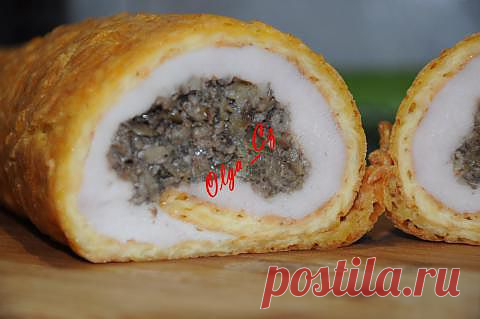 Сырный рулет с курицей и шампиньонами | 4vkusa.ru