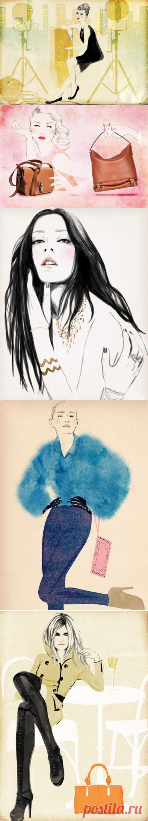 23 стильные иллюстрации с модными красотками в стиле вырезок из журналов 80-х годов