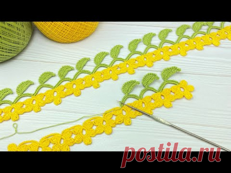 Вязание крючком ЦВЕТОЧНАЯ КАЙМА тесьма ЦВЕТОЧКИ мастер-класс  Crochet flowers ribbon lace