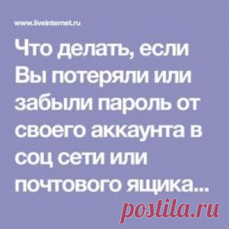 Что делать, если Вы потеряли или забыли пароль от своего аккаунта в соц сети или почтового ящика?