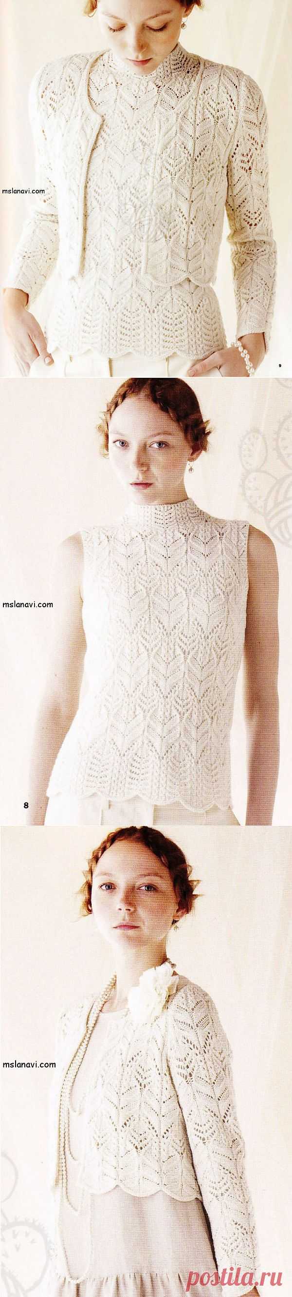 Ажурные болеро и безрукавка спицами | Вяжем с Ланой