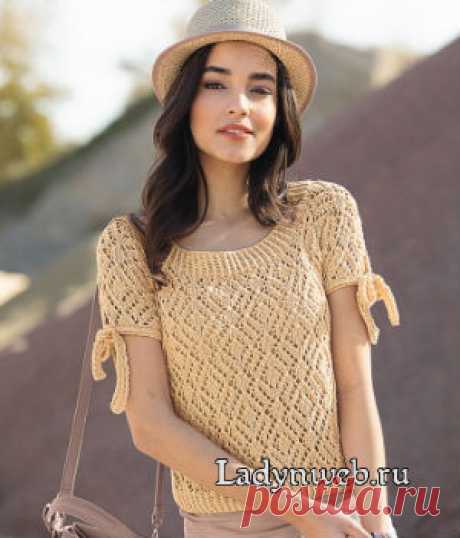 Ажурный джемпер с завязками на рукавах | Ladynweb.ru