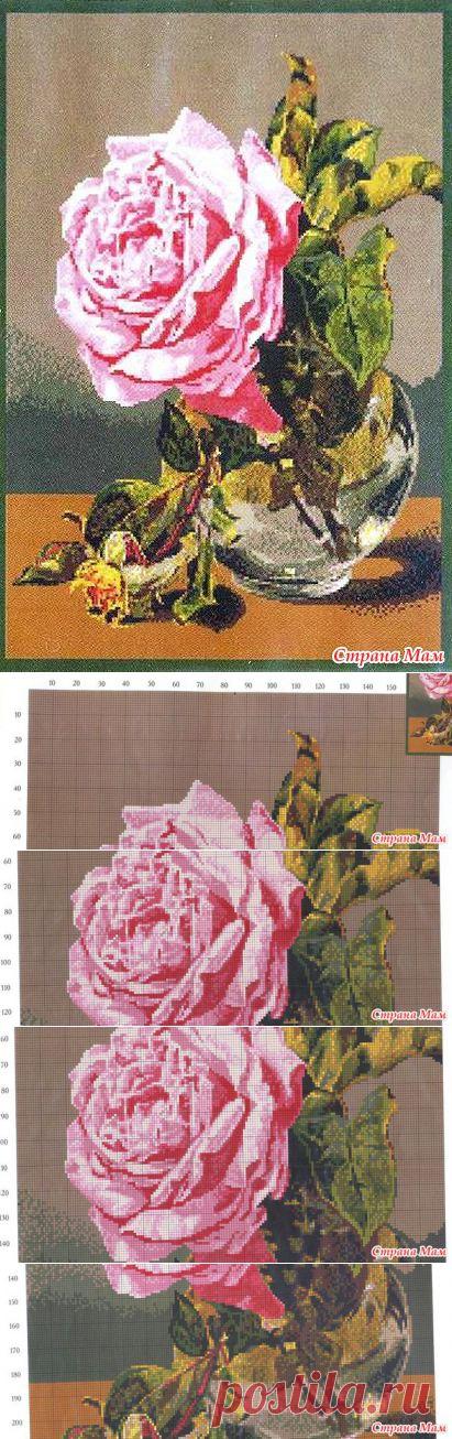Роза в вазе (схема) - Вышивка и все о ней - Страна Мам