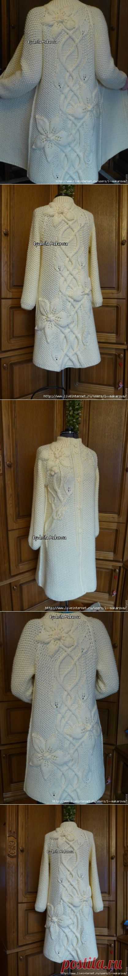 Пальто "Белые Клематисы" от Людмилы Макаровой