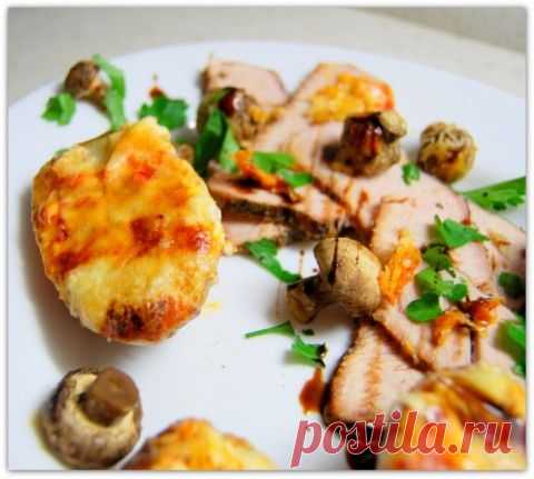 Картофель в шубке сырной с шампиками