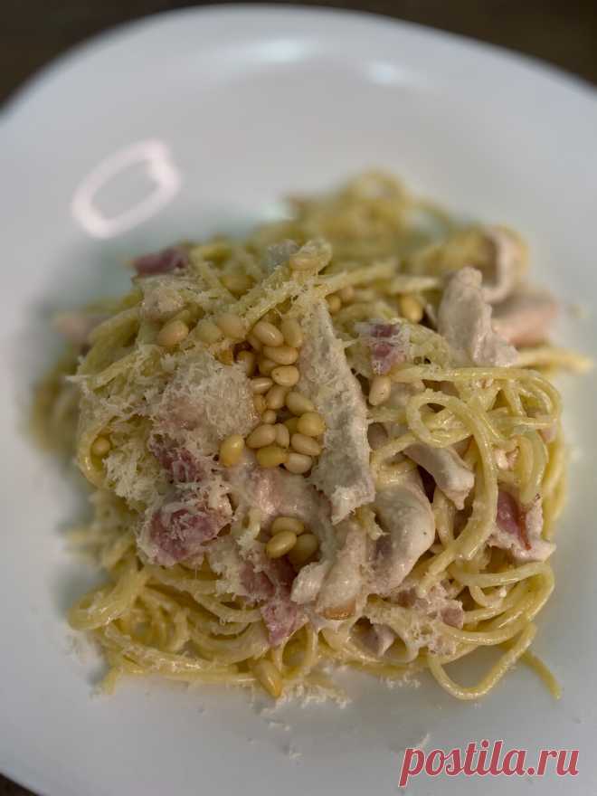 Карбонара с курицей и беконом в сливочном соусе. Самый простой и самый вкусный способ приготовления! | ПО-МУЖСКИ/ о вкусах/ о еде | Дзен