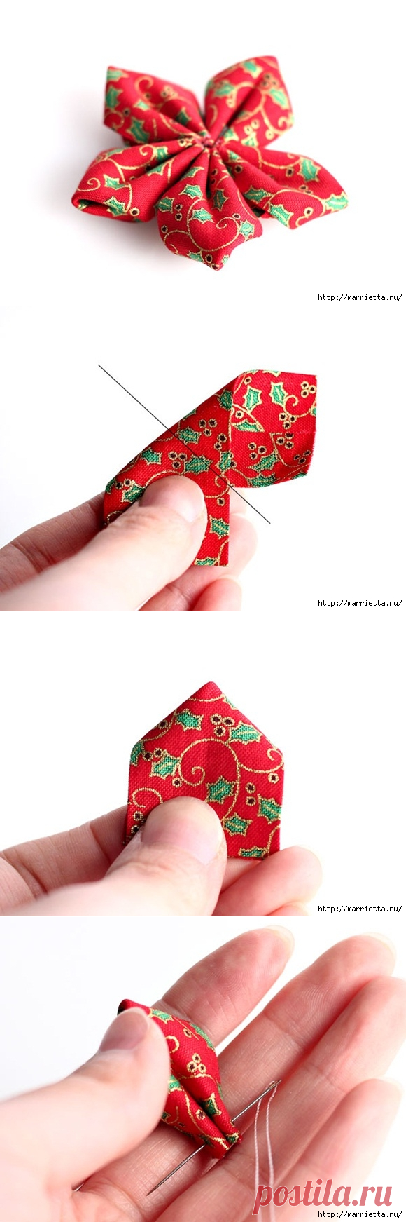 Цветочек пуансеттии для украшения резиночки для волос