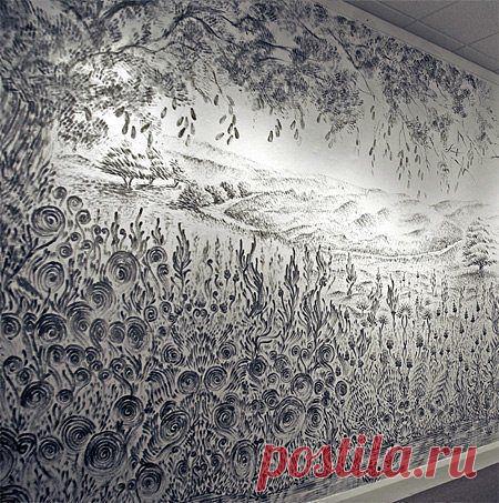 Рисуем пальцами на стенах / Декор стен / ВТОРАЯ УЛИЦА