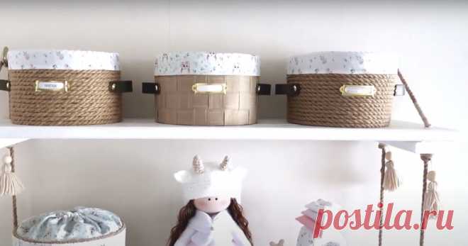 Красивая и стильная корзинка из подручных материалов ...