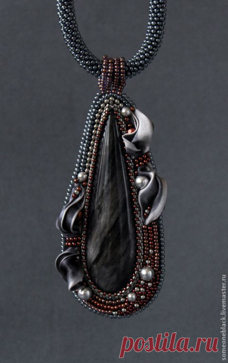 Кулон Shades of grey. Handmade. | Soutache and Beaded Embroidery