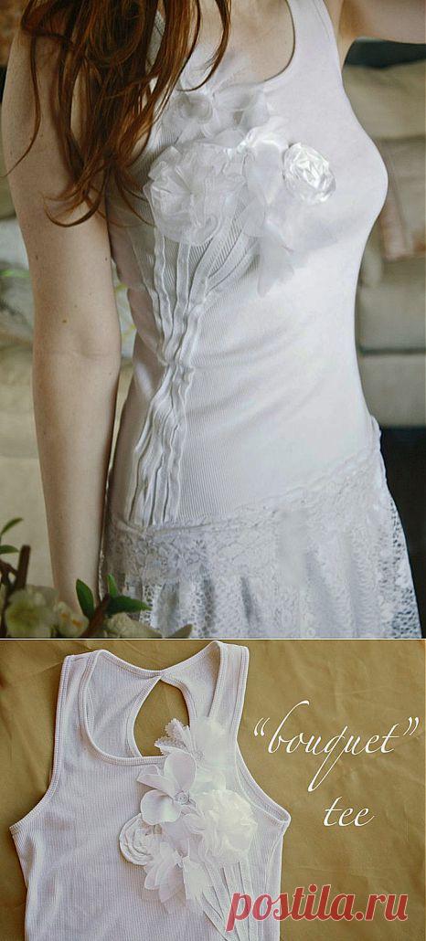 Декорируем футболку цветами