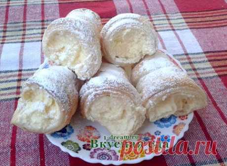 Трубочки из слоеного теста - слоеные трубочки с кремом - Вкусная еда