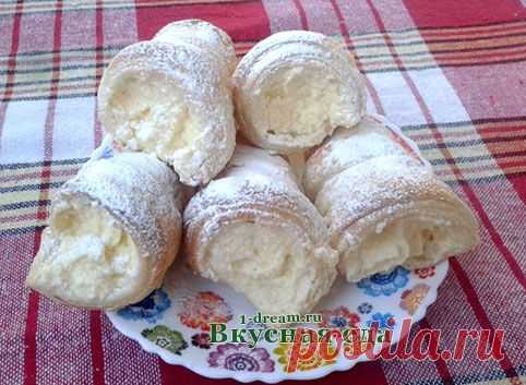 Трубочки из слоеного теста - слоеные трубочки с кремом - Вкусная еда