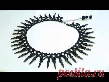 Кружевное колье из бисера/Necklace black