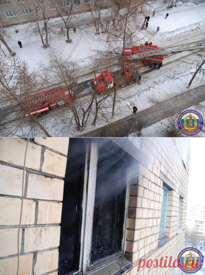 Под Красноярском спасатели вывели 13 человек из горящего дома