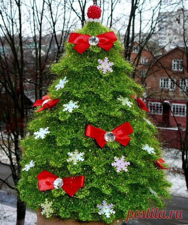 Вяжем искрящуюся новогоднюю ёлочку - Ярмарка Мастеров - ручная работа, handmade