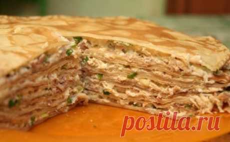 ТОРТ ИЗ ЯИЧНЫХ БЛИНОВ С КУРИНОЙ НАЧИНКОЙ
