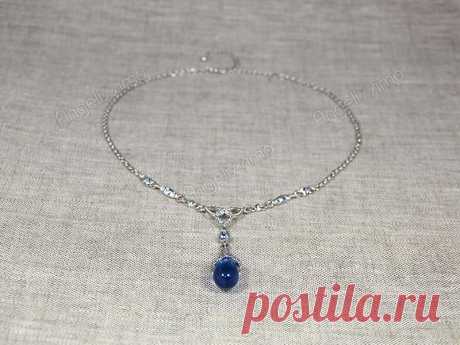 Колье с синими кристаллами Swarovski
