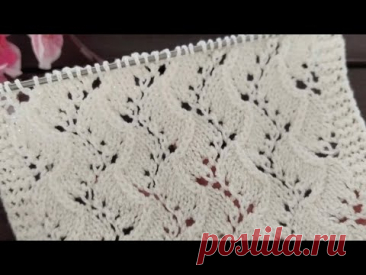 🔝Ажурный узор спицами Виноградная Лоза + схема узора