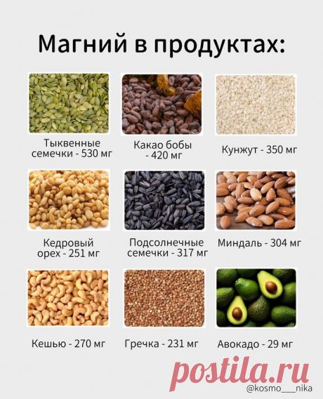 МАГНИЙ ☑️ @ kosmo___nika больше про здоровье, правильное питание, витамины и минеры 🫂 Магний - один из самых важных микроэлементов для нашего организма. Но не все формы магния одинаково усваиваются нашим организмом. Как выбрать наиболее подходящий вариант и из каких продуктов мы можем получать магний, я рассказала в карусель фото 👉🏻 Дефицит магния есть у большинства взрослых и даже детей. Магний быстро расходуется при эмоциональных и физических нагрузках, стрессе и употреблении сладкого 🍬 ...