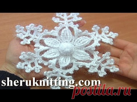 Snowflake Ornament Crochet Tutorial 8 Part 1 of 2 6-Petal Flower Center - YouTube