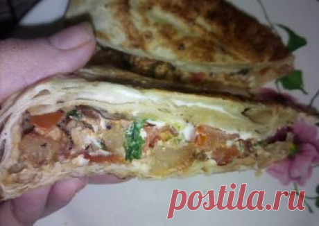 Закрытый пирог из лаваша с мясной начинкой - пошаговый рецепт с фото. Автор рецепта Аракся . - Cookpad