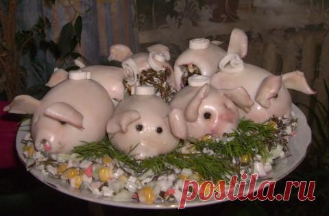 Салат "Морские поросята". Рецепты приготовления вкусных, красивых, праздничных салатов с фото готового блюда. - Рецепты приготовления праздничных салатов - Рецепты приготовления салатов, супов, рецепты выпечки с фото - Рецепты приготовления супа, рецепты салатов, тортов