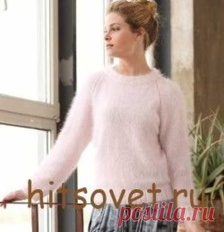 Розовый пуловер из ангорской шерсти