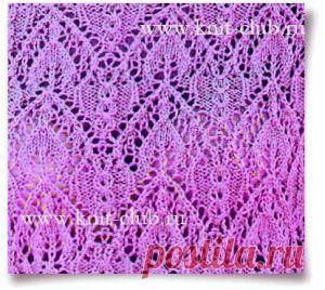 Узор спицами Листочки в ажуре