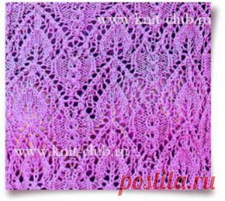 Узор спицами Листочки в ажуре