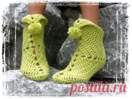 Тапочки из квадратов связанные крючком. Домашние тапочки крючком своими руками