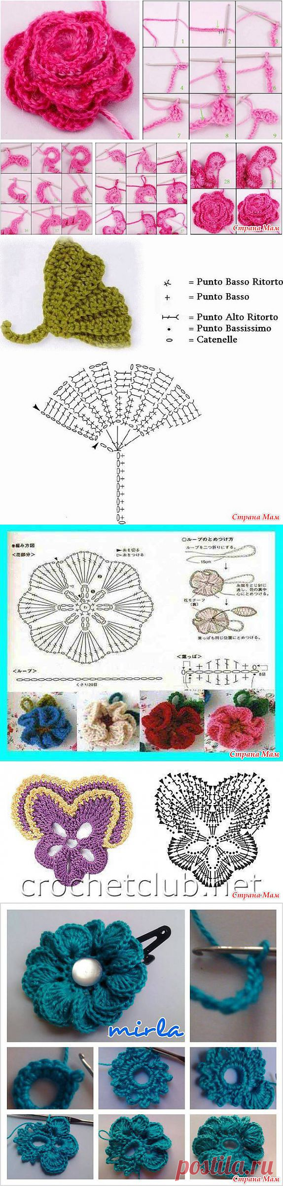 Вяжем цветы - схемы: Дневник группы "Вязание крючком для начинающих" - Страна Мам