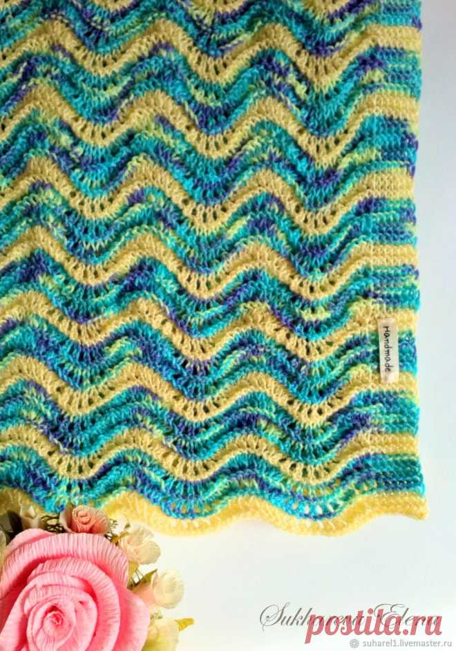 Детский вязаный спицами плед – купить в интернет-магазине на Ярмарке Мастеров с доставкой - FC055RU