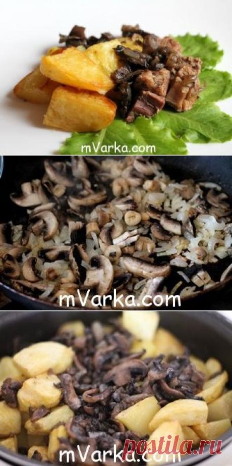 Мясо с грибами и картофелем в мультиварке