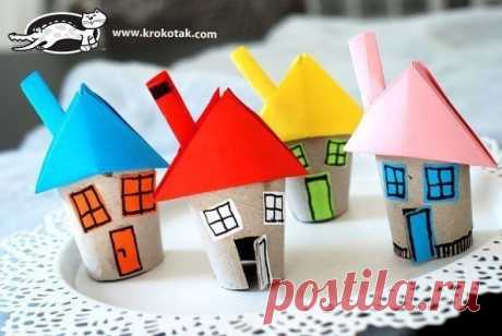 ​Домики из картонных рулончиков